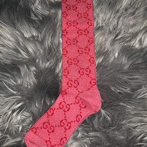 GG Lamé pink & red shimmering long socks
